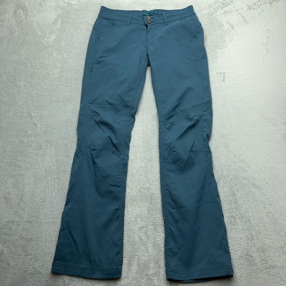 Prana Halle Hiking Pants Womens 2 Regular Straight Leg Blue Green Stretch Zion